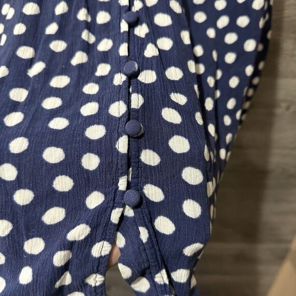 Liz Claiborne Tank Top Womens XXL Sleeveless Navy White Polka Dot Button Front - Picture 4 of 8